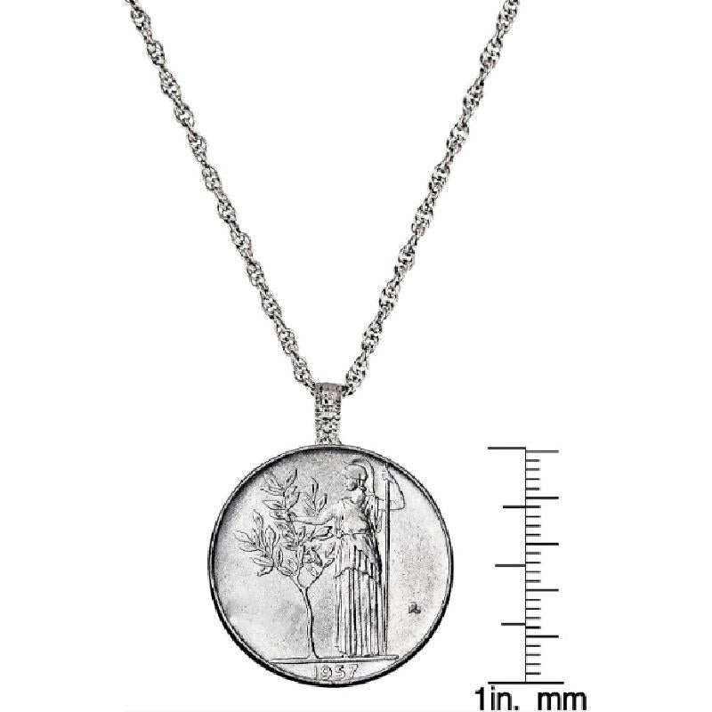American Commemorative Coin Italian Commemorative Coin Pendant Necklace-Collectors from Italy use silver stone chain and lobster claw buckle-Women made of all-steel