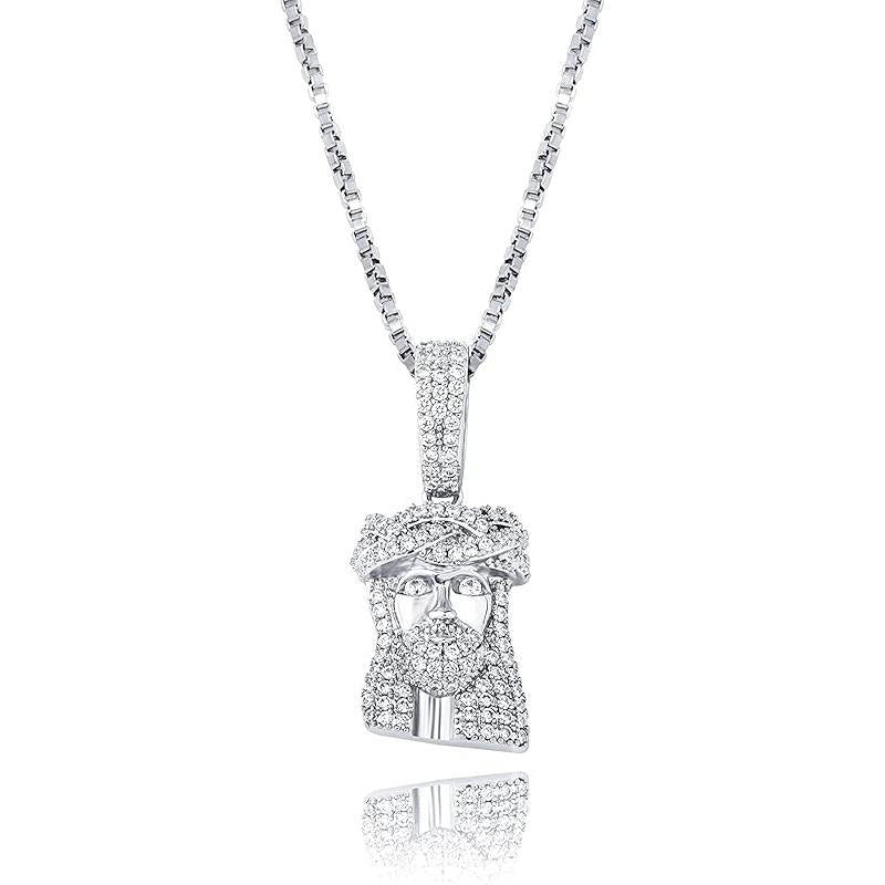 Jesus Pendant Necklace Rope Gold Chain for Men Iced out 14K Gold Plated Simulated Diamond Chain Stainless Steel Chain 24 inch