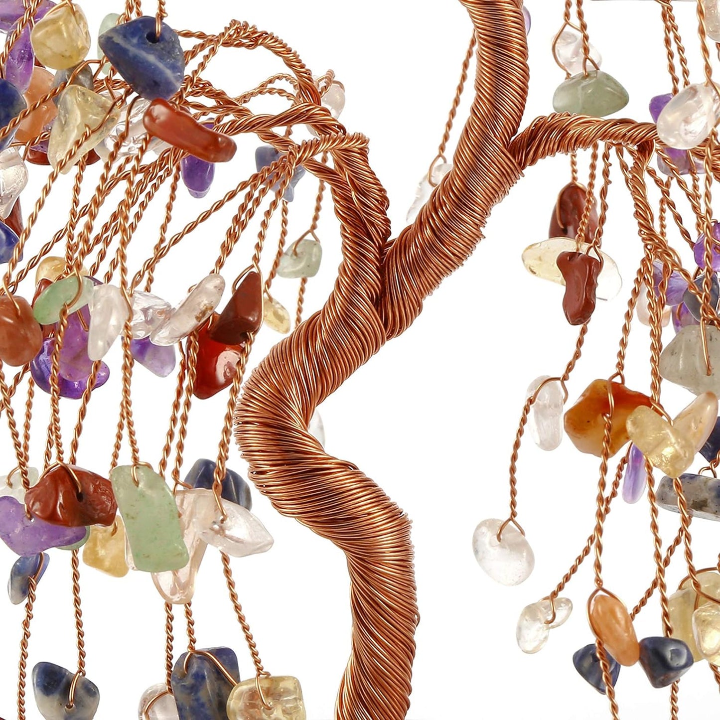 Natural 7 Chakra Healing Crystals Quartz Tree Tumbled Gemstone Stones Money Tree, Geode Agate Slices Base Feng Shui Ornaments Home Decoration for Wealth and Luck 5.5"-6.3"