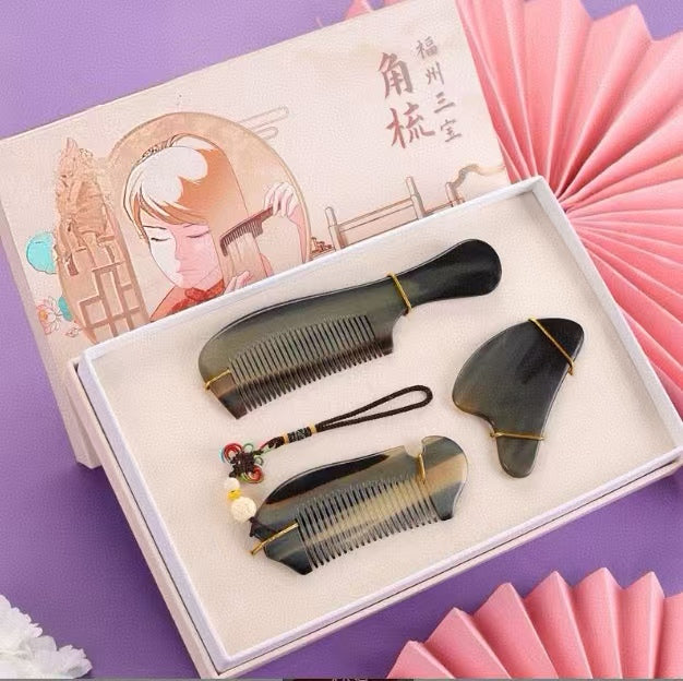 Cow horn comb female gift box Valentine's Day Mother's Day gift for mum to wife girlfriend birthday wedding gift