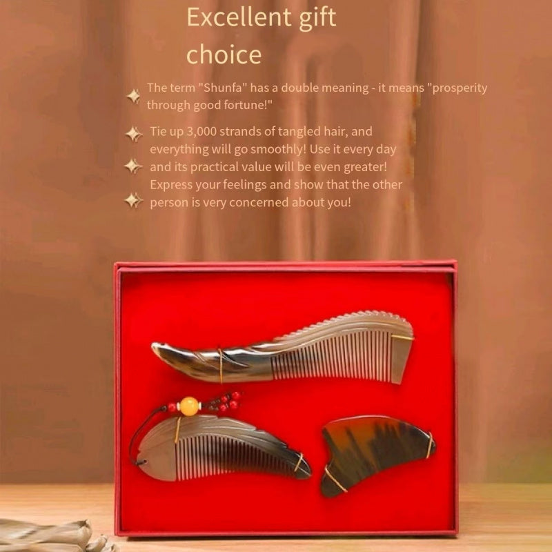 Cow horn comb female gift box Valentine's Day Mother's Day gift for mum to wife girlfriend birthday wedding gift