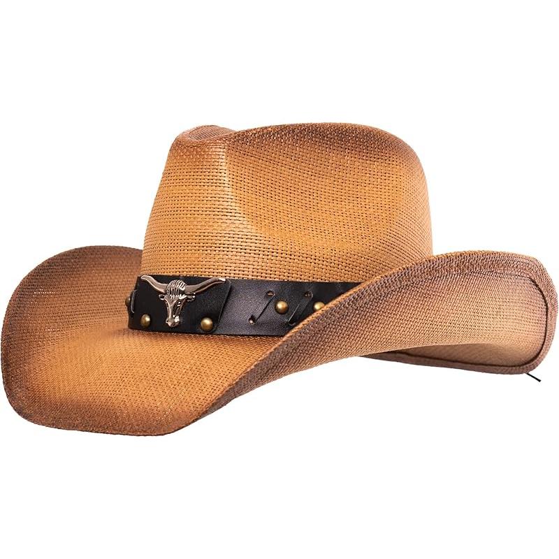 Western Outback Cowboy Hat Men's Women's Style Classic Straw Western Cowgirl Hat