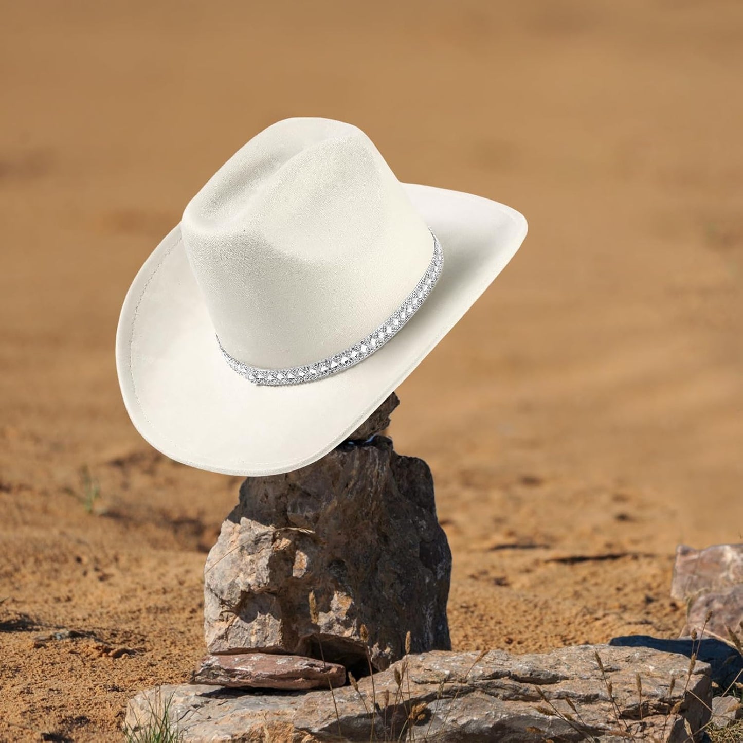 22.5"-22.9" Western 100% Suede Cowgirl Hat for Women,3.5" Wide Brim and Built-in Elastic Sweatband