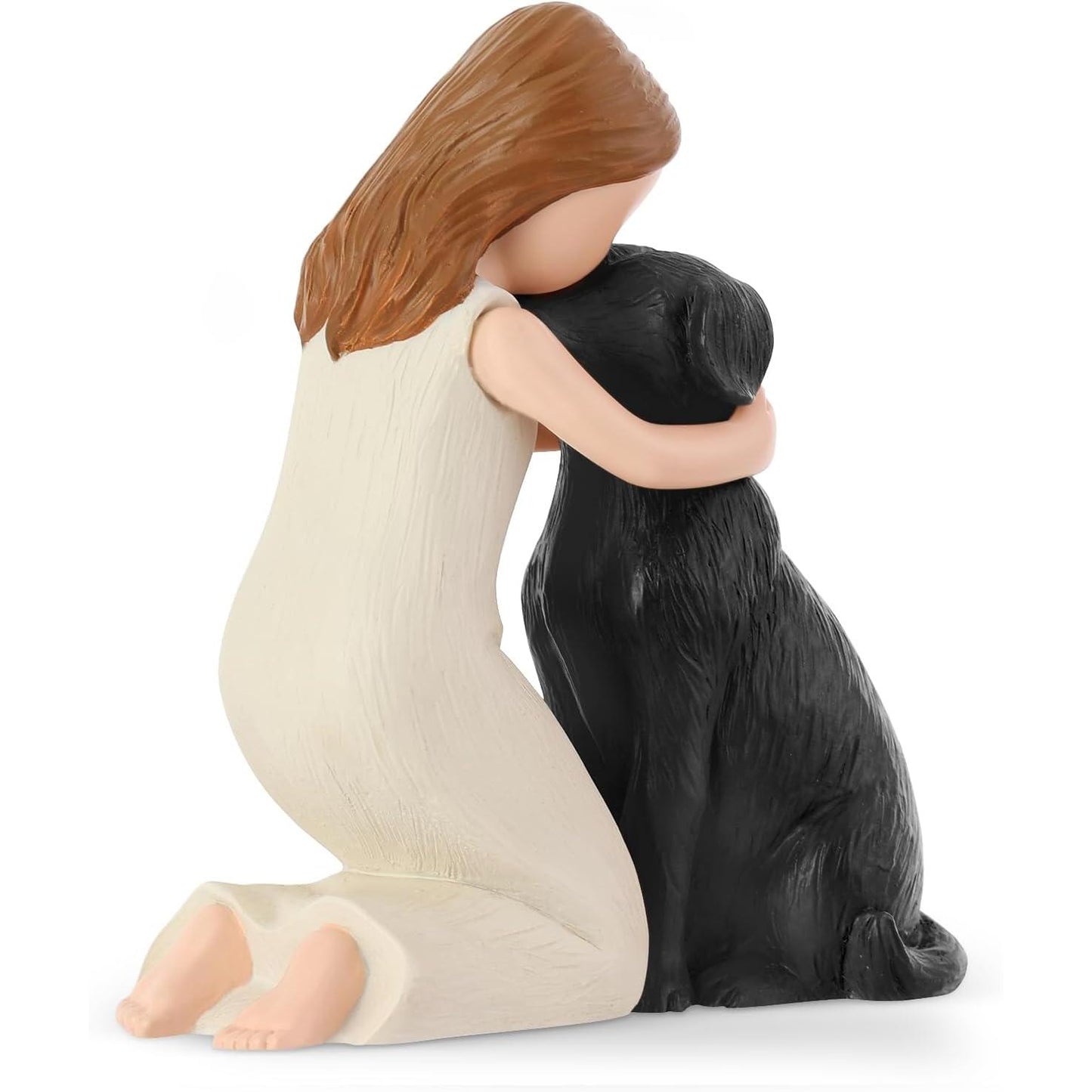 Love My Black Dog Figurines Statues, Black Dog Angel Friendship Remembrance Gifts, Sculpted Hand-Painted Figures for Dog Lovers