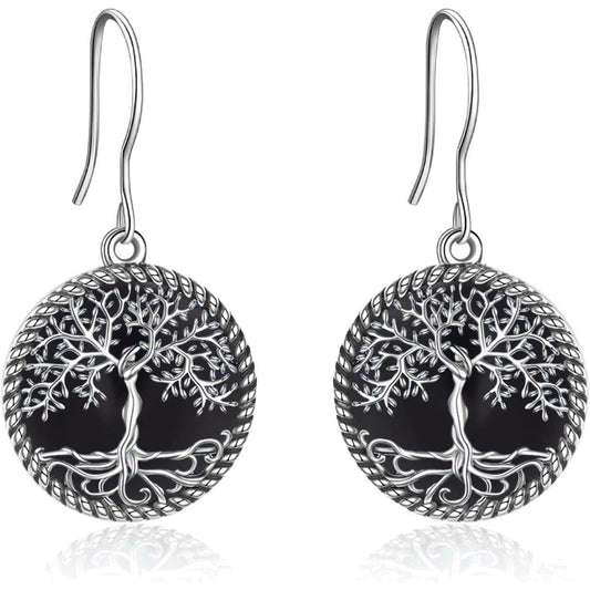 Sterling Silver Tree of Life Dangle Drop Earrings for Women and Girls - Christmas Gifts