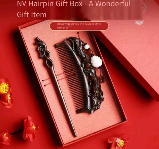 Comb ladies sandalwood comb gift box birthday 520 send girlfriend gift valentine's day commemorative significance send wife rosewood comb gift gift boxed