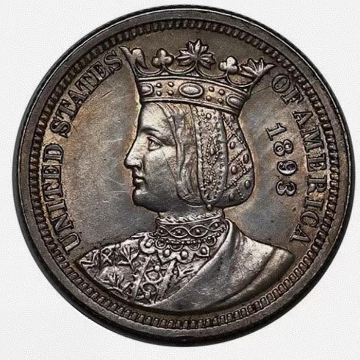 1893 Isabella commemorative coin, very good better date