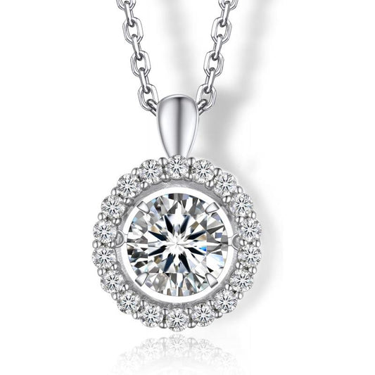 Heart Necklace for Women, Sparkling Gift for Her, 1Carat Moissanite Heart Pendent for Her, 925 Sterling Silver Dance Necklace for Anniversary Christmas Valentines