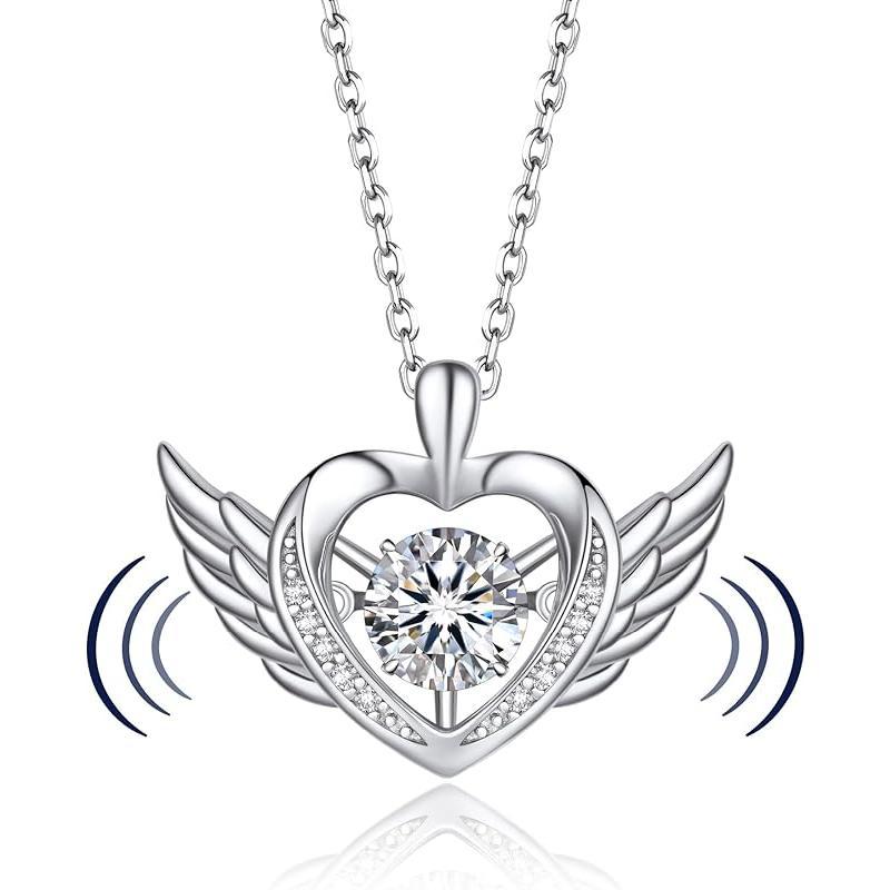Heart Necklace for Women, Sparkling Gift for Her, 1Carat Moissanite Heart Pendent for Her, 925 Sterling Silver Dance Necklace for Anniversary Christmas Valentines