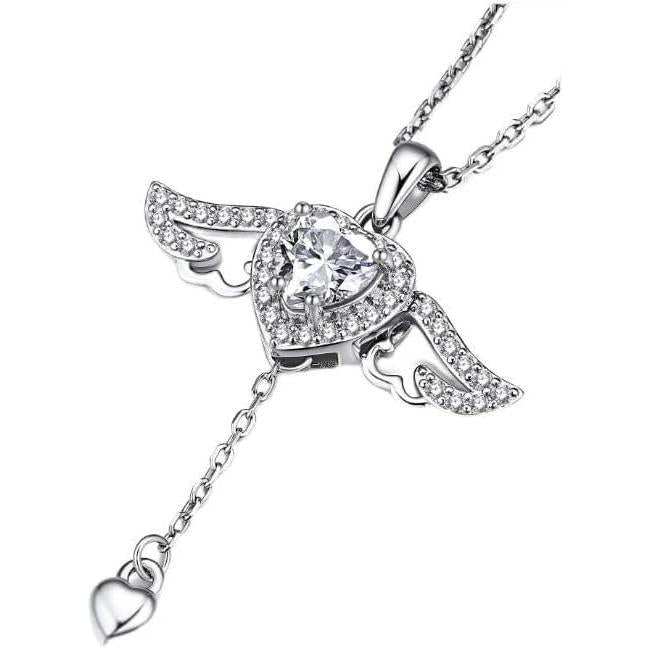 Heart Necklace for Women, Sparkling Gift for Her, 1Carat Moissanite Heart Pendent for Her, 925 Sterling Silver Dance Necklace for Anniversary Christmas Valentines