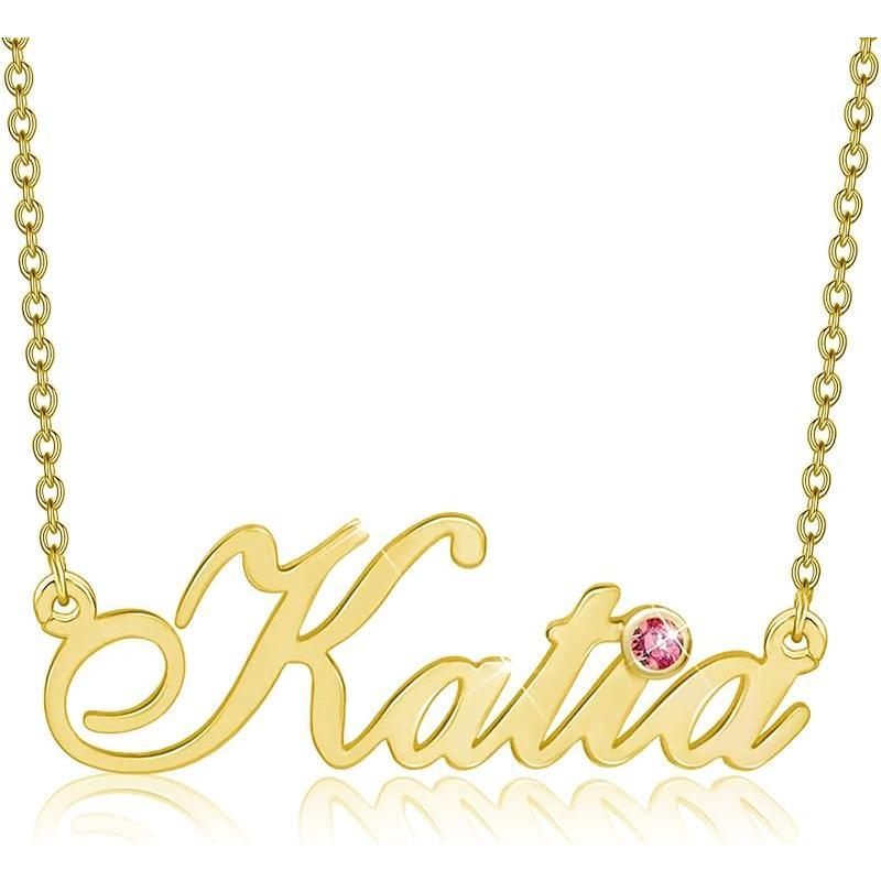 10k 14k 18k Solid Yellow Gold Personalized Name Necklace – Dainty Nameplate Jewelry - Custom Any Name Gift for Her Women Daughter Wife