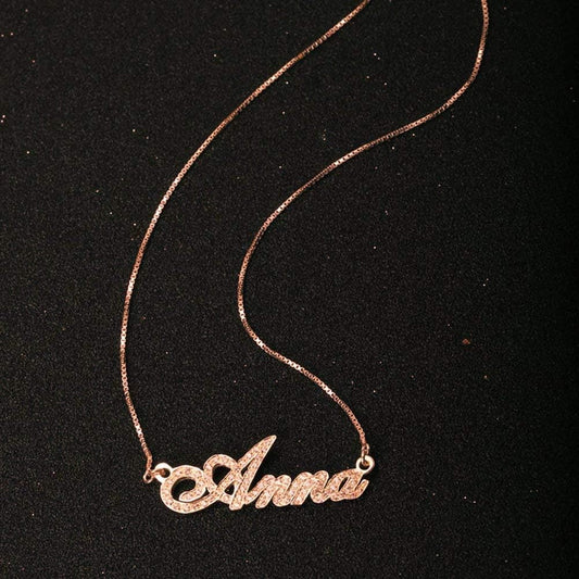 Personalized Sparkling CZ Diamond Cut Name Necklace Custom Made with Any Name Pendant Necklace for Women Valentine Christmas Gift