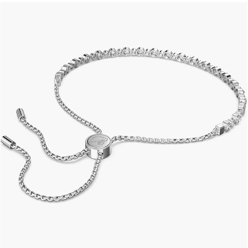 Transparent crystal exquisite simple silver bracelet shiny diamond beads fashion adjustment buckle daily wear matching parts.