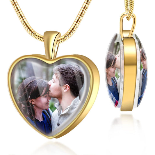 Personalized Photo Necklace Custom 2 Pictures Jewelry Beautiful Pendant Hold Pictures for Women/Men