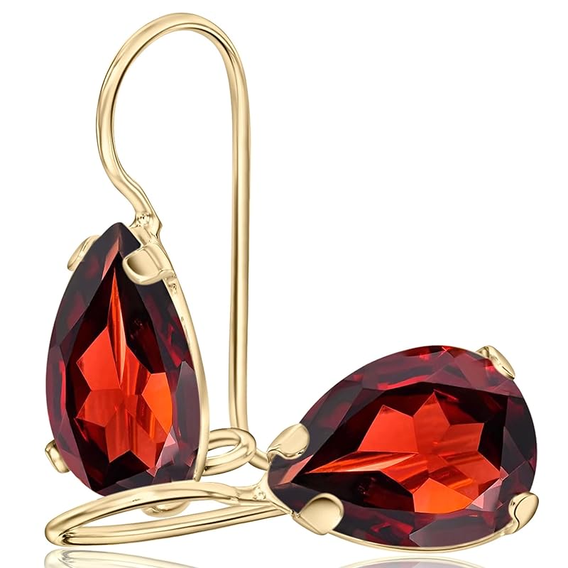 14K Solid Gold Earrings - Ruby Earrings for Women - 14K Gold Earrings for Women - July Birthstone Earrings - Teardrop Earrings for Women - Gold Dangle Earrings - Small Dainty Earrings