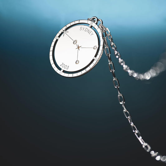 Personalized Engraved Constellation Necklace with Diamond - Designer Gift for Her, Women, Mom - Custom Dainty Jewelry for Christmas, Mother's Day, Birthday