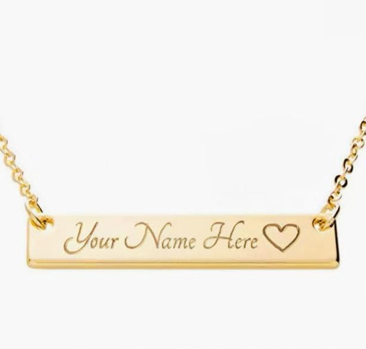Elegant Bar - Shaped Necklace，Customized Name Necklace Gold ,Personalized Jewelry, Fashion Accessories, Gift for Her, Special Occasion Necklace, Birthday Gift, Graduation Gift,New Year Gift, Hari Raya Puasa Gift, Deepavali Gift, Christmas Gift.