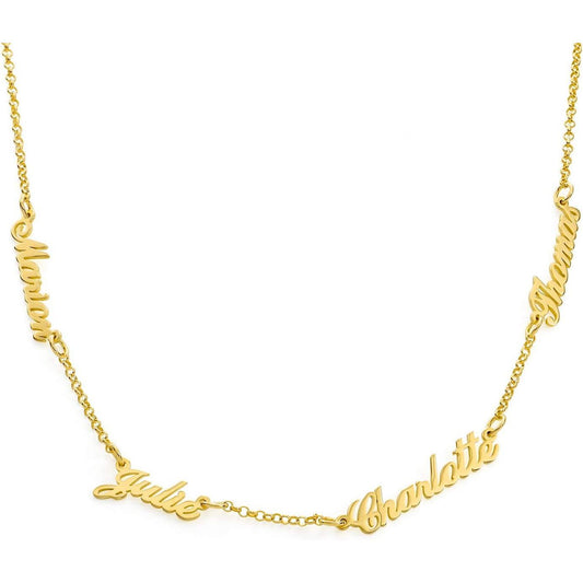 Personalized Heritage Multiple Name Necklace with Diamond Options - Up to 5 inscriptions - Dainty Gift for Her, Women - Custom Elegant Jewelry for Mother's Day