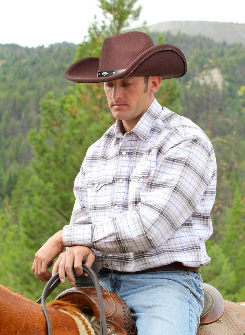 Women Men Classic Felt Wide Brim Western Cowboy Cowgirl Hat with Belt Buckle