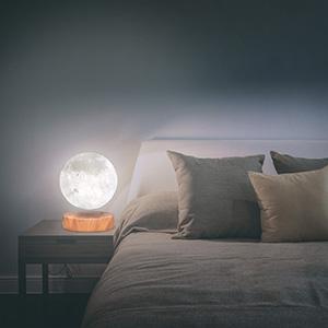 Levitating Moon Lamp,Floating and Spinning in Air Freely with 3D Printing LED Moon Lamp Has 20 Modes for Unique Gifts,Room Decor,Night Light,Office Desk Toys (Wooden Base 16 Colors)