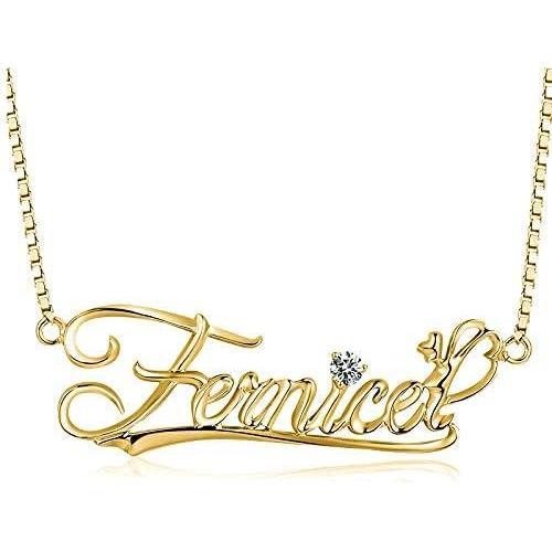 10k 14k 18k Solid Yellow Gold Personalized Name Necklace – Dainty Nameplate Jewelry - Custom Any Name Gift for Her Women Daughter Wife