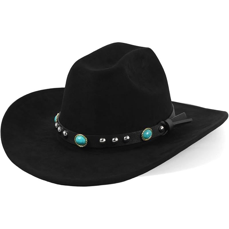 22.5"-22.9" Western 100% Suede Cowgirl Hat for Women,3.5" Wide Brim and Built-in Elastic Sweatband