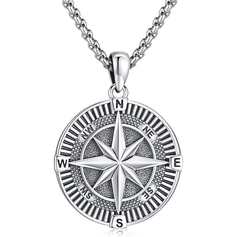 Compass Necklace for Women Men 925 Sterling Silver Pendant Urn Necklaces for Ashes Picture Locket Necklace Anchor Necklace Viking Necklace Crystals CZ Moonstone Abalone Shell Turquoise Compass Jewelry