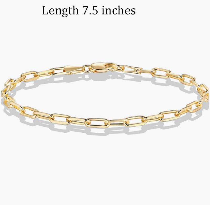 Gold plated paper clip/curl/figaro chain ladies adjustable bracelet