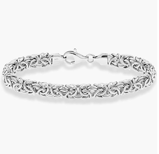 925 Sterling Silver Byzantine Bracelet for Women