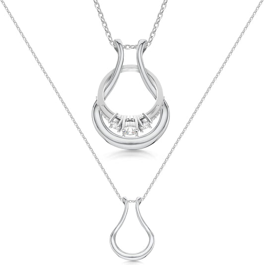 Ring Holder Necklace - Sterling Silver Ring Keeper Necklaces - Women & Men Wedding Ring Holder Necklace - Cute Necklace Jewelry for Women, Wife - Cute Ring Necklace Holder