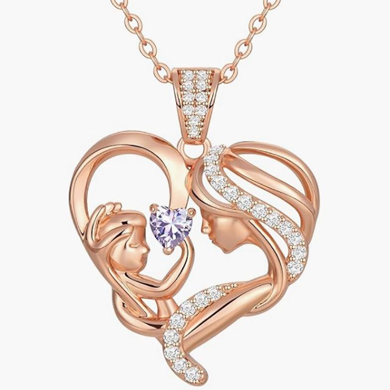 Mother's Day Gift for Mom Wife Her Grandma,S925 Sterling Silver Birthstone Necklace Ladies Jewellery,Mother's Day Love Pendant Necklace Anniversary Birthday Christmas Day