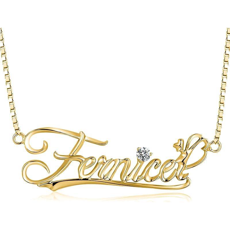 10k 14k 18k Solid Yellow Gold Personalized Name Necklace – Dainty Nameplate Jewelry - Custom Any Name Gift for Her Women Daughter Wife
