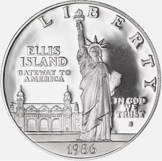 1986 S Ellis Island Commemorative Coin Fine Mint Capsule