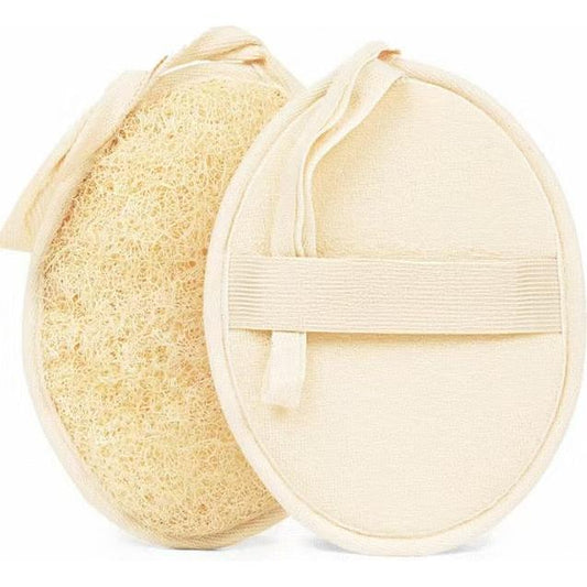 Bath Loofah Sponge, Exfoliating Body Scrubber, Shower Luffa for Men, Women and Kids Made of Eco-Friendly Natural  Loofah with Cotton Travel Pouch, 7" x 5.25" (2pack 4pcs)