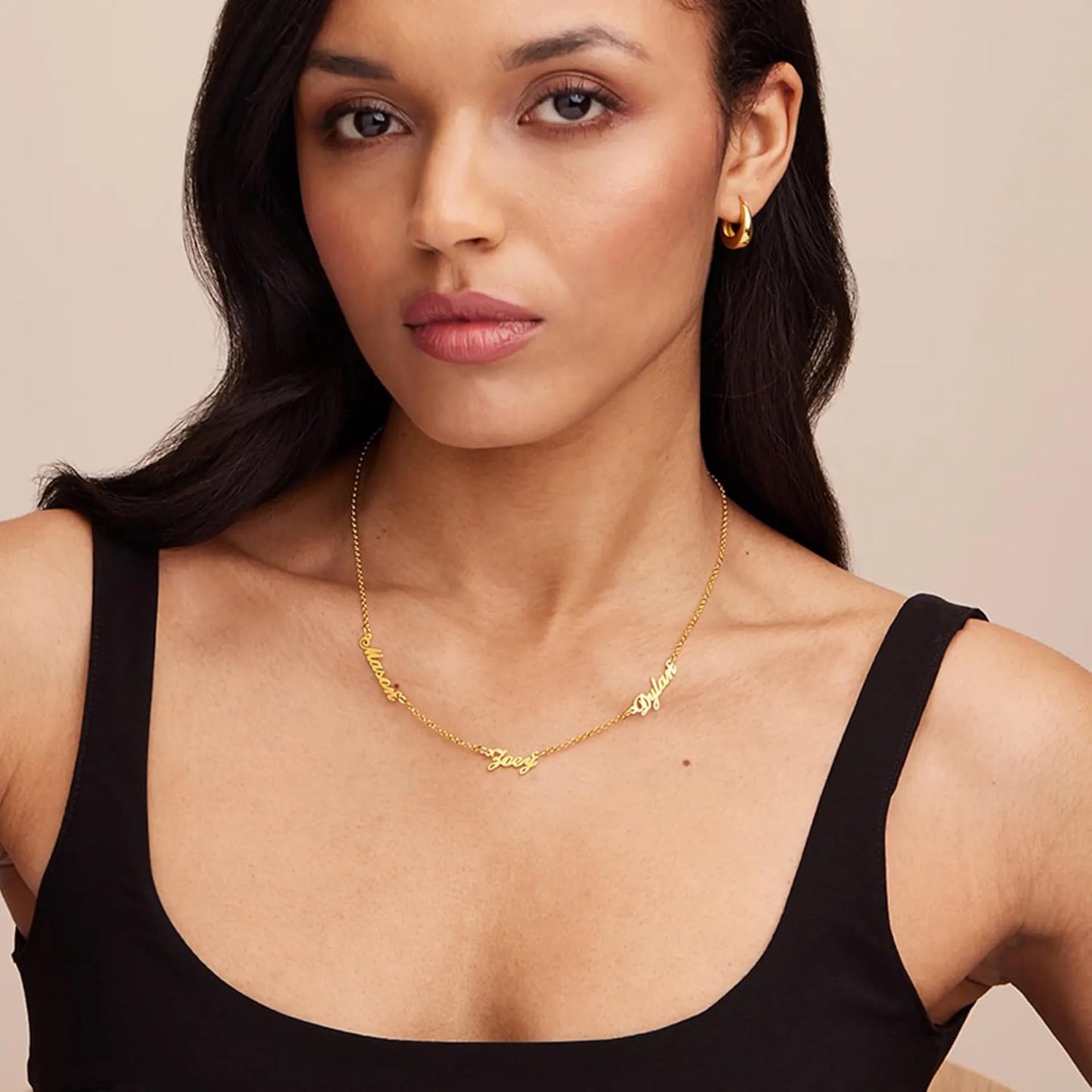Personalized Heritage Multiple Name Necklace with Diamond Options - Up to 5 inscriptions - Dainty Gift for Her, Women - Custom Elegant Jewelry for Mother's Day