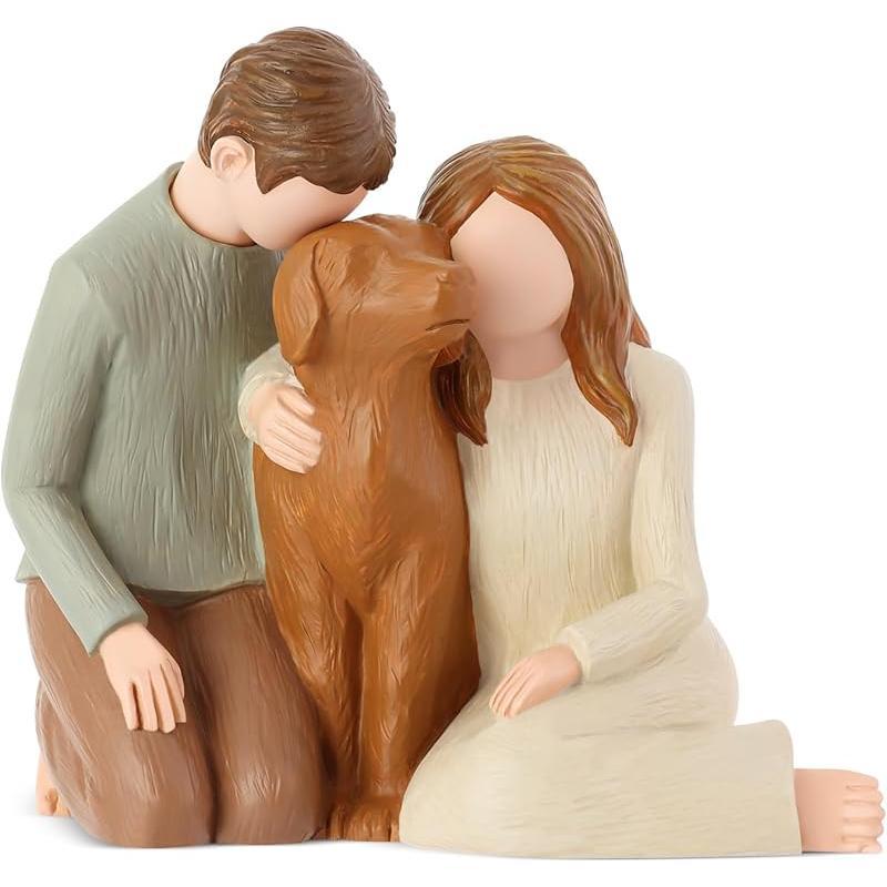Love My Black Dog Figurines Statues, Black Dog Angel Friendship Remembrance Gifts, Sculpted Hand-Painted Figures for Dog Lovers