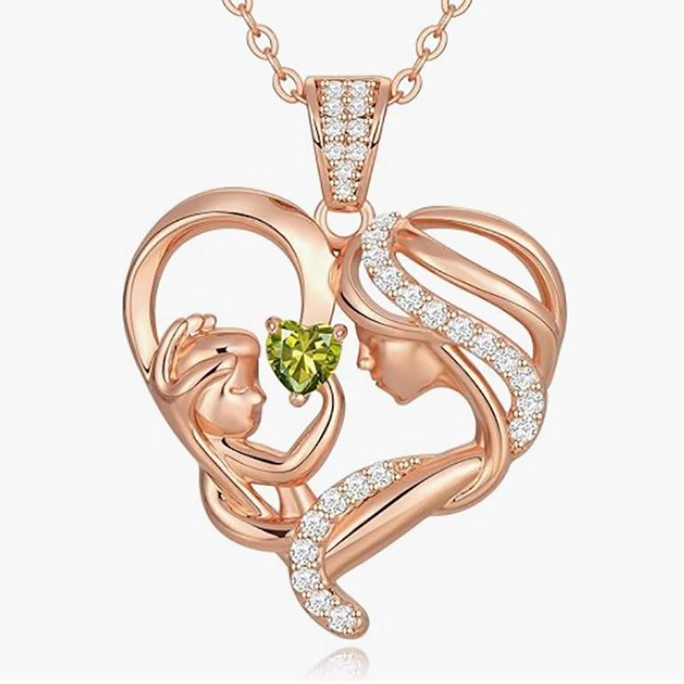 Mother's Day Gift for Mom Wife Her Grandma,S925 Sterling Silver Birthstone Necklace Ladies Jewellery,Mother's Day Love Pendant Necklace Anniversary Birthday Christmas Day