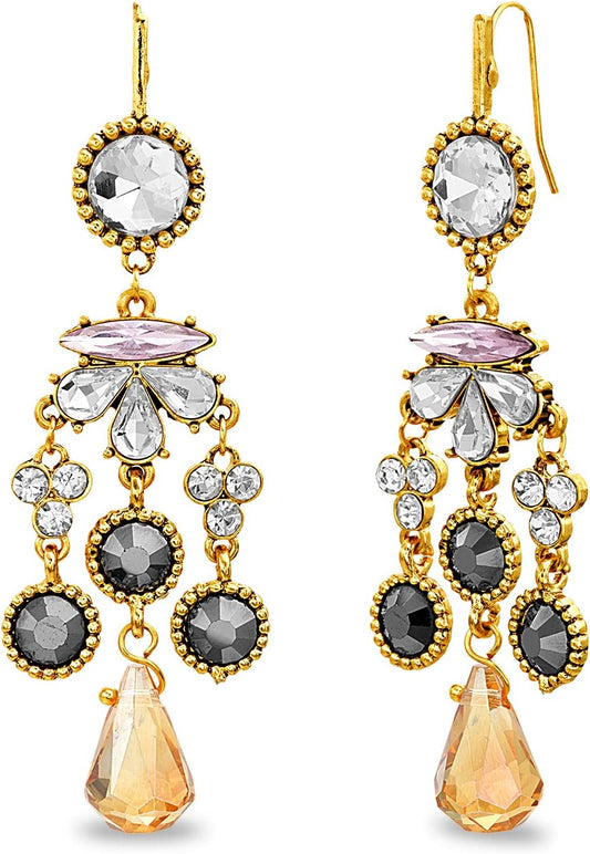 Teardrop Rhinestone Chandelier Earrings for Women