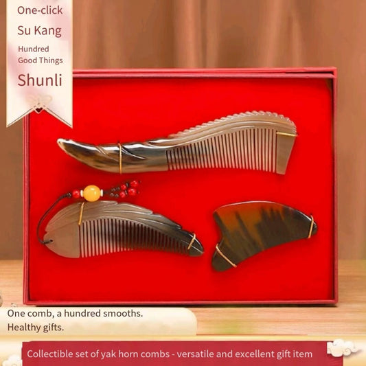 Cow horn comb female gift box Valentine's Day Mother's Day gift for mum to wife girlfriend birthday wedding gift