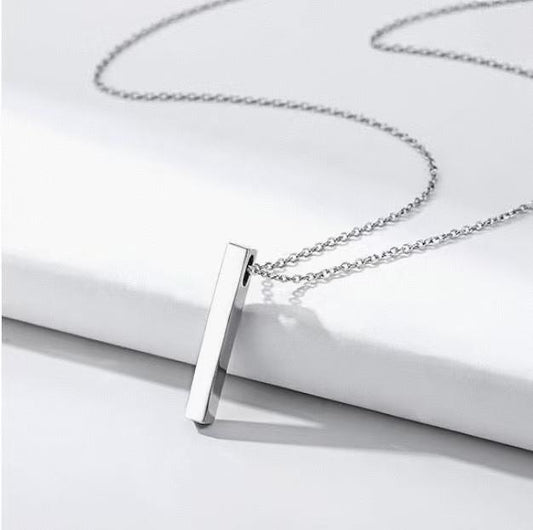 Vertical Brilliance Classic Style 925 Silver Necklace for Men and Women Custom Engraving Versatile Jewelry Festival Holiday Gift Tropical Climate Cool Accessory