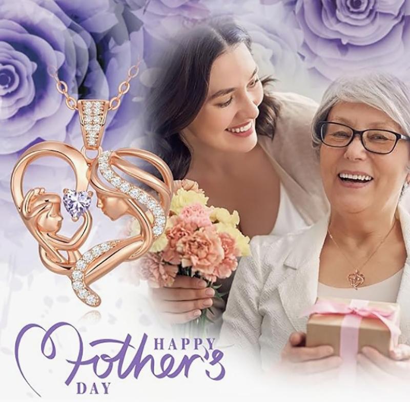 Mother's Day Gift for Mom Wife Her Grandma,S925 Sterling Silver Birthstone Necklace Ladies Jewellery,Mother's Day Love Pendant Necklace Anniversary Birthday Christmas Day