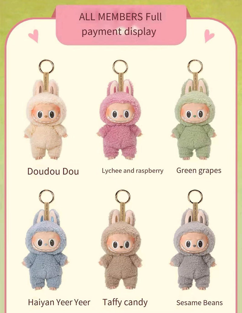 Plush pendant labubu heart macaroon vinyl face blind box personalized schoolbag pendant plush toy Keychain blind box toy animation ornaments pendant creative gifts