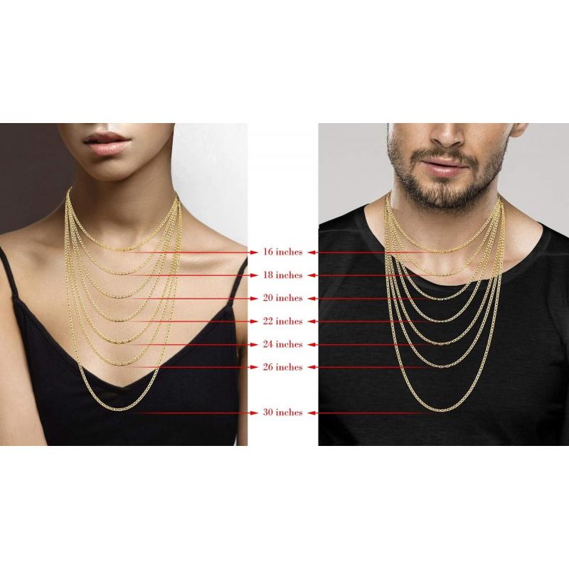 18K Gold Over Sterling Silver Italian 3mm, 4mm, 6mm Diamond-Cut Flat Mariner Link Chain Necklace for Men Women, 925 Italy