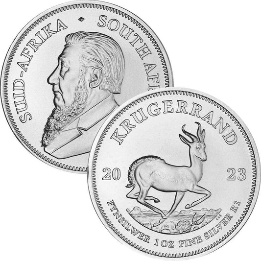 In 2023, South Africa collected 1 ounce silver Kruger commemorative coins.