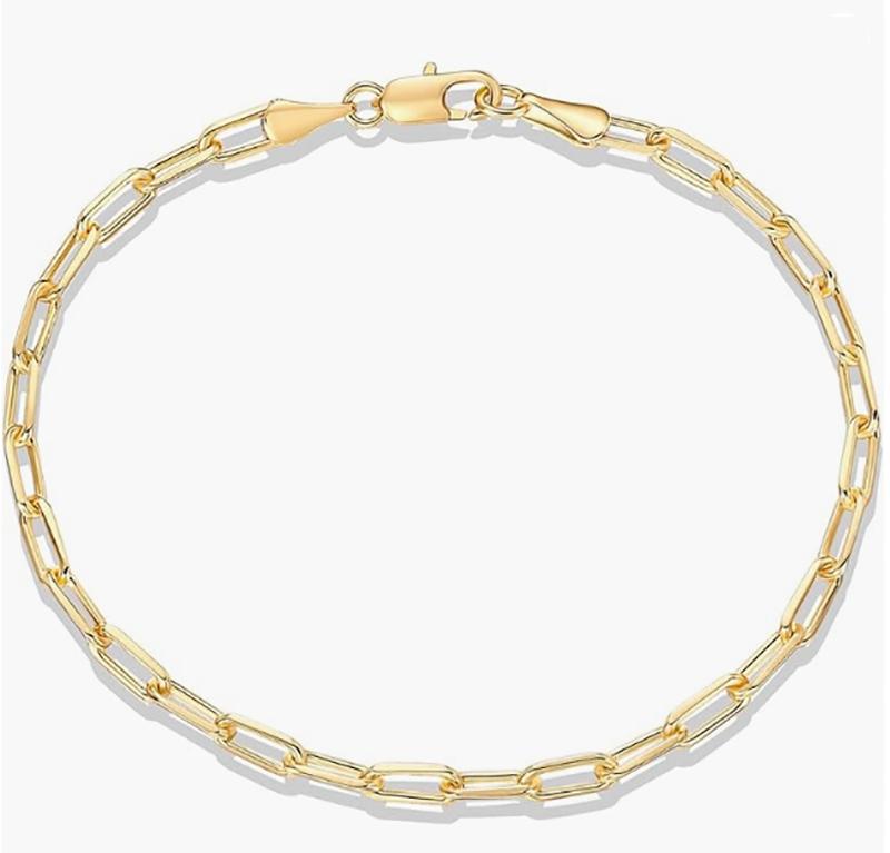 Gold plated paper clip/curl/figaro chain ladies adjustable bracelet