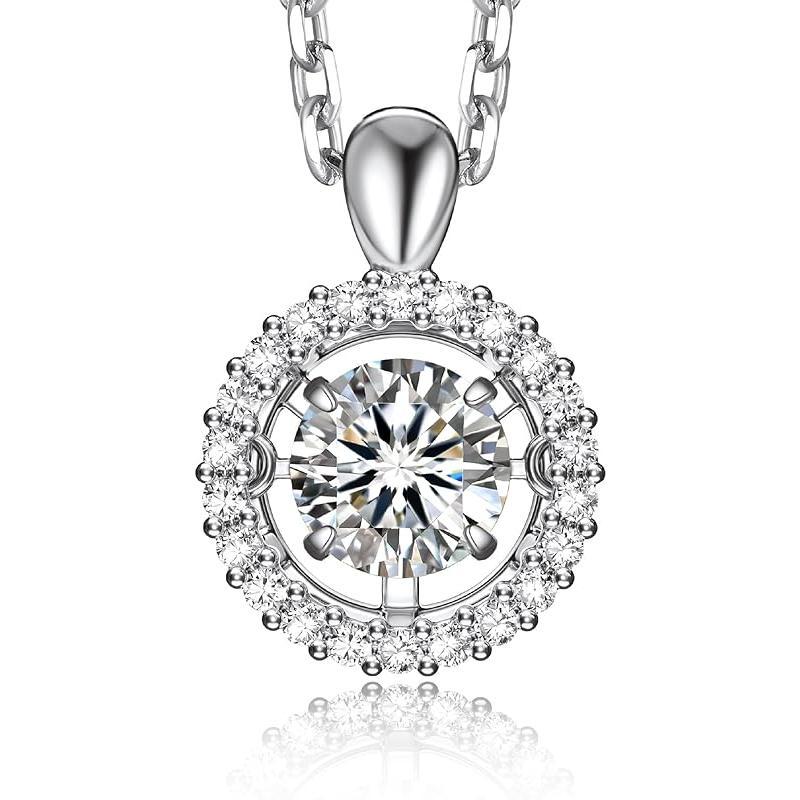Heart Necklace for Women, Sparkling Gift for Her, 1Carat Moissanite Heart Pendent for Her, 925 Sterling Silver Dance Necklace for Anniversary Christmas Valentines