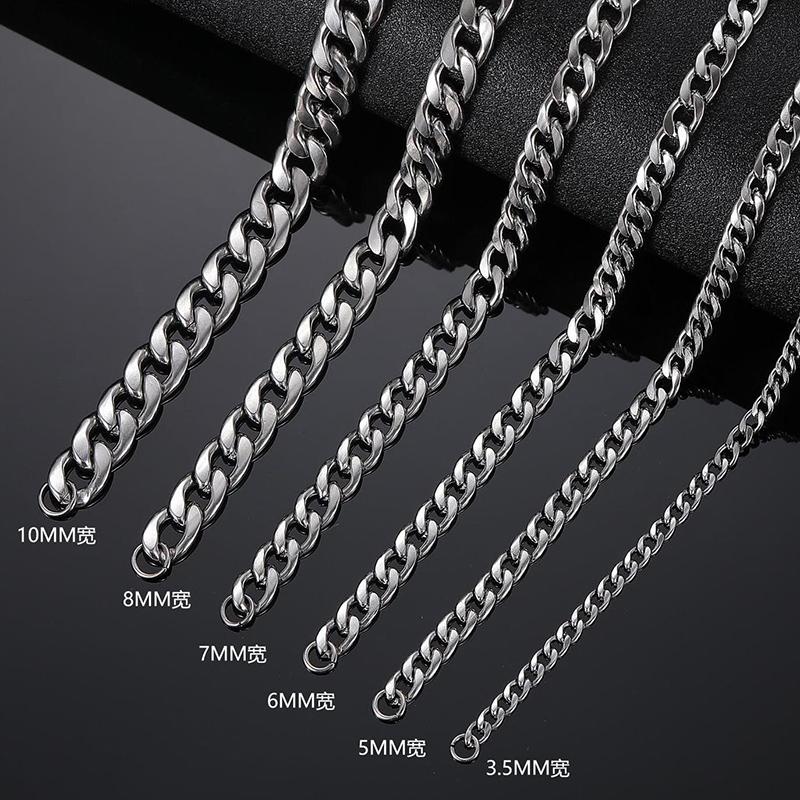 Cuban chain necklace for men and women trend European and American street hip-hop sweater chain titanium steel necklace custom length Singapore cultural festival personalized jewelry.