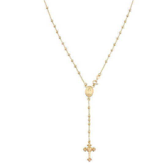 Women with 925 sterling silver or 18K gold-plated rosary cross Y necklace chain