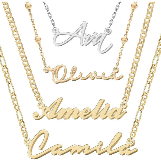 Personalized Name Necklace |   Sterling Silver/Stainless Steel |   14 Fonts, 4 Colors, 5 Chains |   Tarnish-Free, Handmade Gift for Women: Mom, Daughter, Sister |   Ideal for Birthday, Mother's Day,Christmas