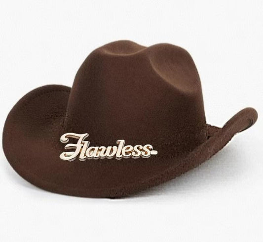 Western Cowboy Hat Men's Women's Classic Roll Top Tweed Hat with Custom Metal Fittings